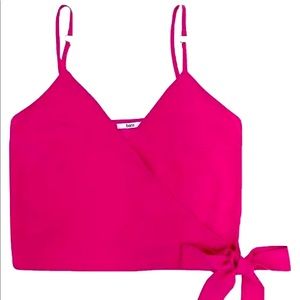 Bar III Woven-Knit Wrap Cropped Camisole Macys NWT